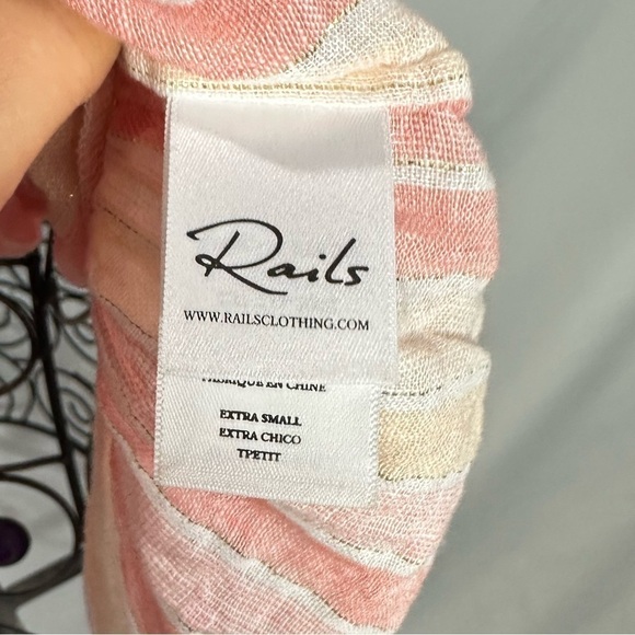 Rails Mira pink peplum linen blouse size XS - Picture 6 of 10